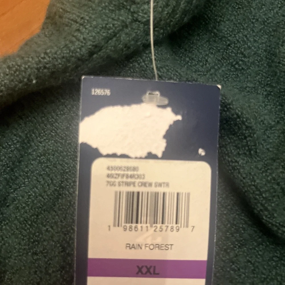 Izod Men's Rainforest Green Stripe Sweater Size XXL Cotton And Polyester Blend